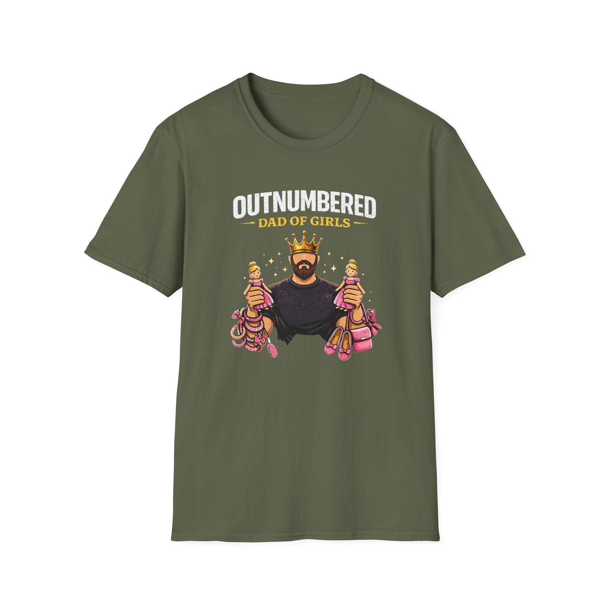 Outnumbered Dad of Girls - graphic T-Shirt